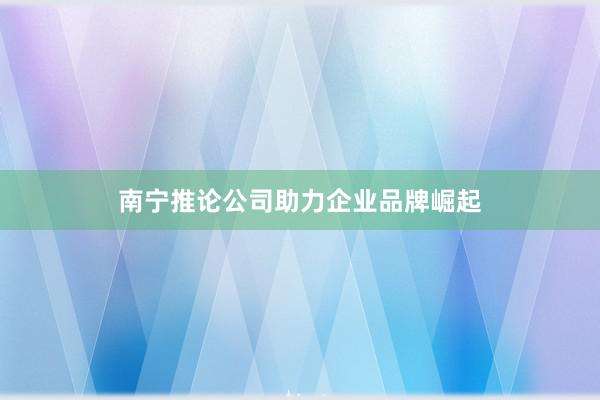 南宁推论公司助力企业品牌崛起