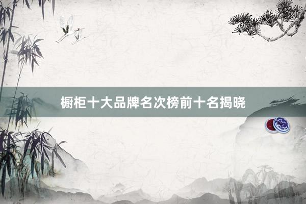 橱柜十大品牌名次榜前十名揭晓
