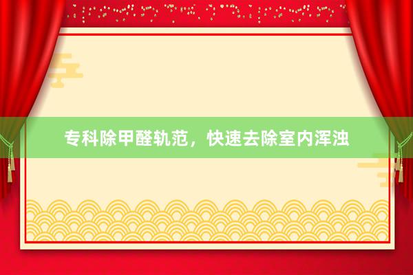 专科除甲醛轨范，快速去除室内浑浊