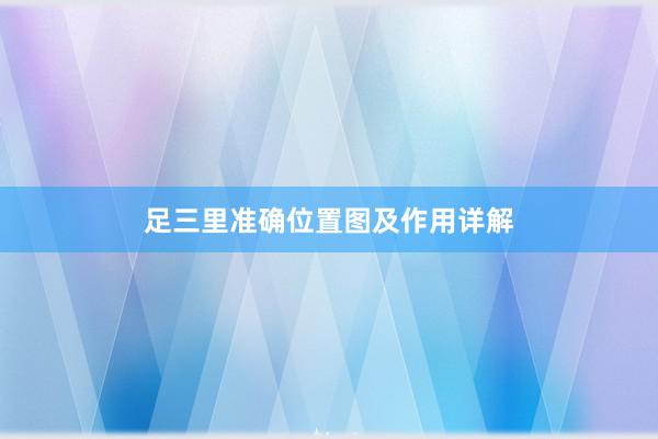 足三里准确位置图及作用详解